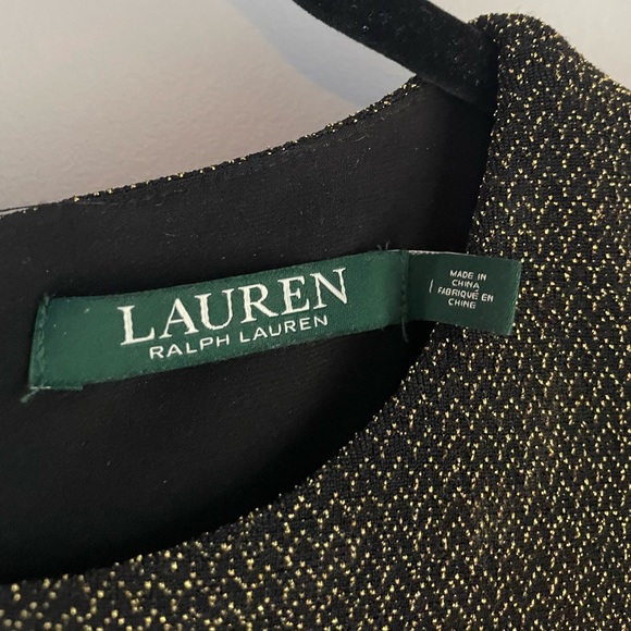 RALPH LAUREN maxi formal dress in metallic gold black in size 8 - Picture 3 of 5